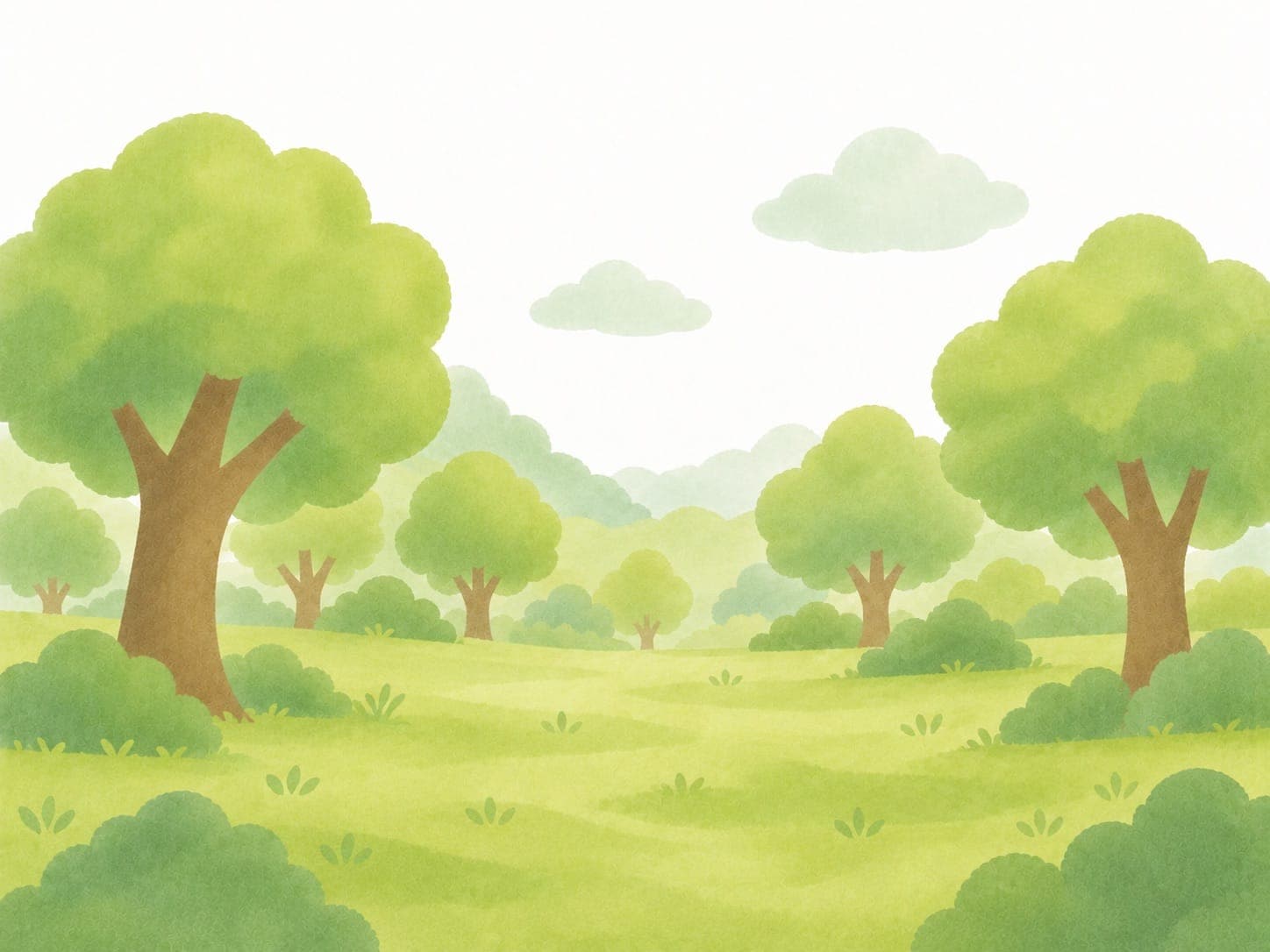 Trees and shrubs on open grassland, with no buildings in sight.